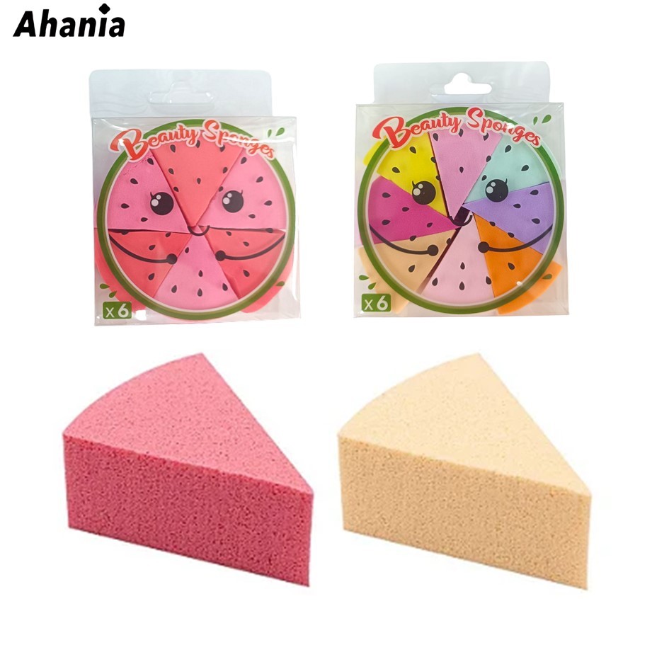 Ahania 6/8 Pedaços Esponja Espuma Para Maquiagem Facial de Formato Pizza Colorido Esponja Triangular