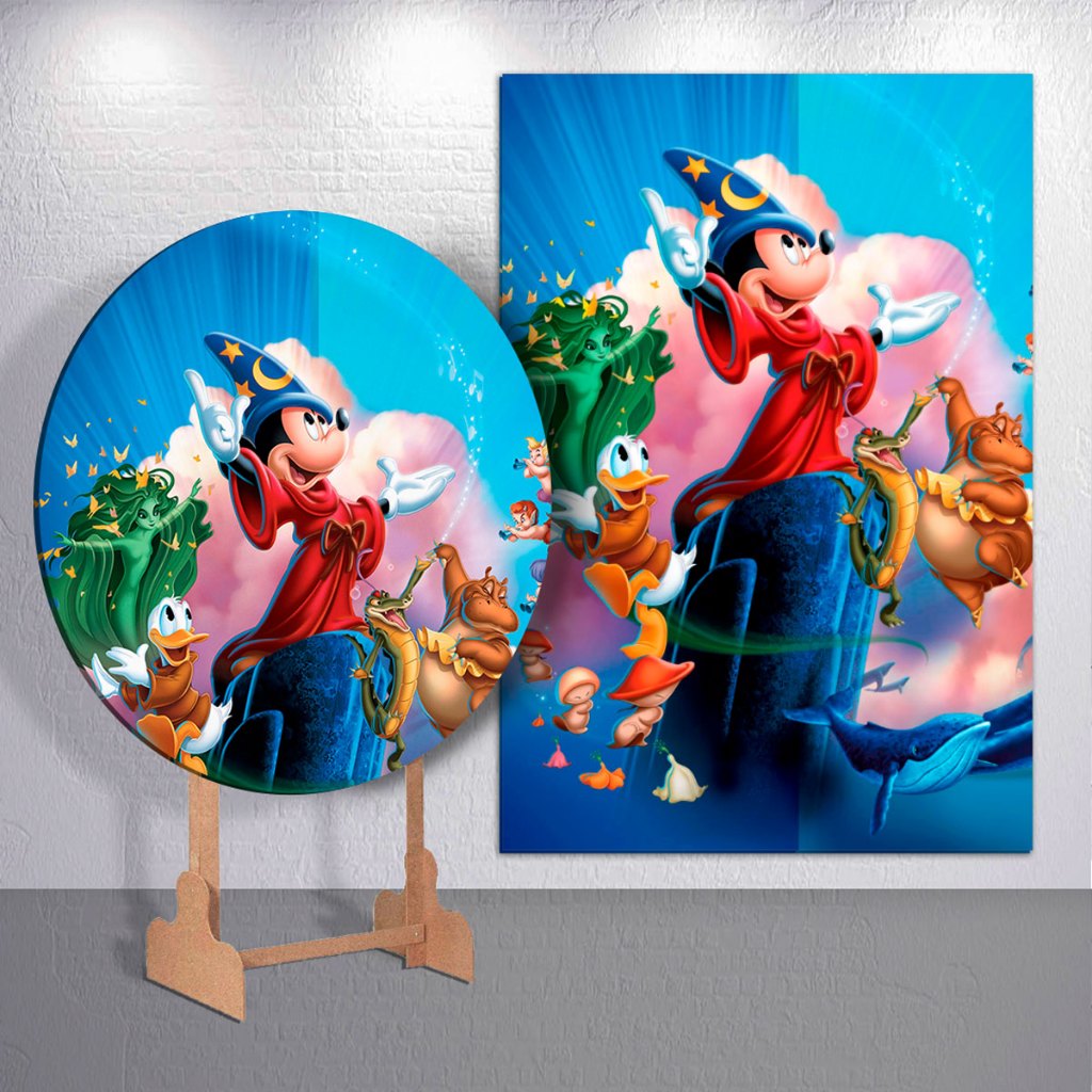 Festa Sublimada Ratinho Painel Capas Castelo Magico Feiticeiro Mouse Cilindros e Redondo Veste Facil