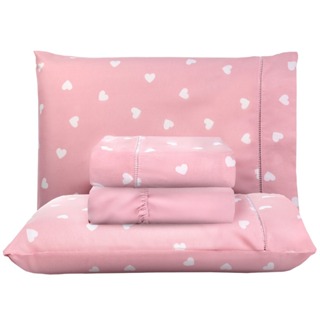 Jogo De Lençol Solteiro 3 Peças Percal 180 Fios Algodão Ponto Palito Coração Rosê em Oferta na Shopee