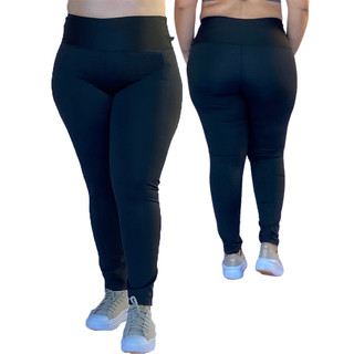 Calça Legging Feminina Plus Size Cintura Alta Básica Zero Tranparência Fitness Academia Curve