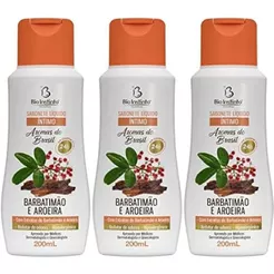 Sabonete Íntimo Aroeira e Barbatimão 200ml Higiene Íntima Suave Proteção Diária Kit com 3