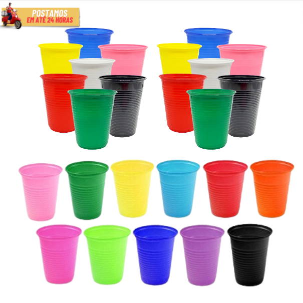 Copo Descartável 200 ml - 50 E 100 unidades Varias Cores Festa