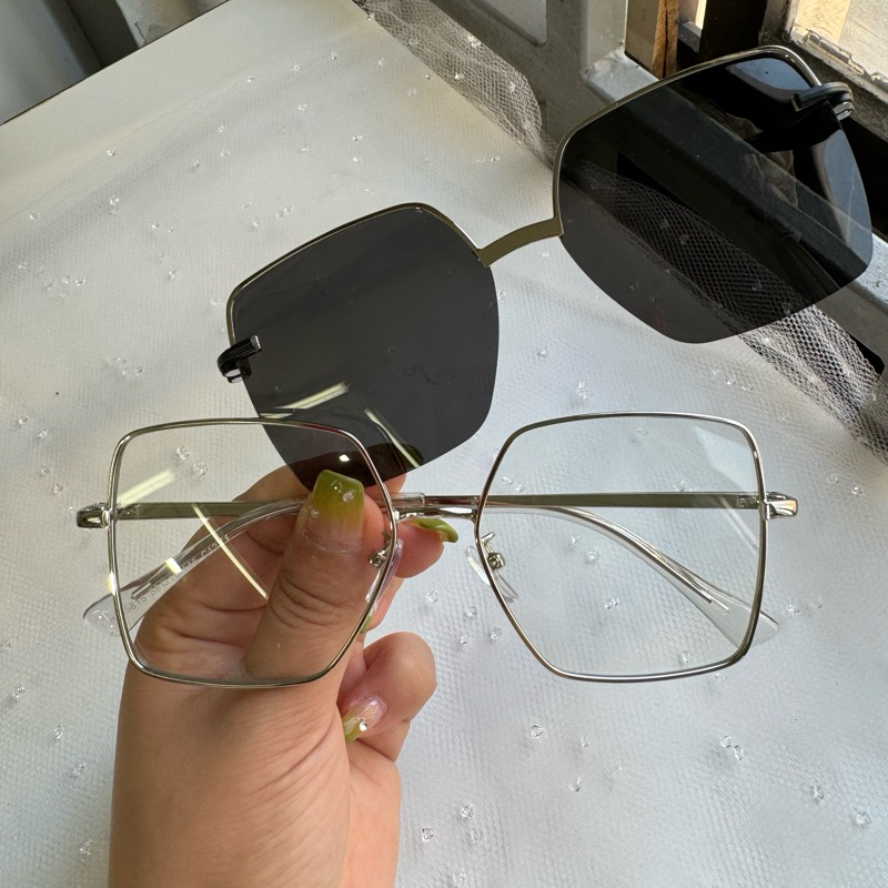 Armação de óculos Clipon 2 Em 1 Feminino Tamanho Grande Moderno Lente polarizado 95815