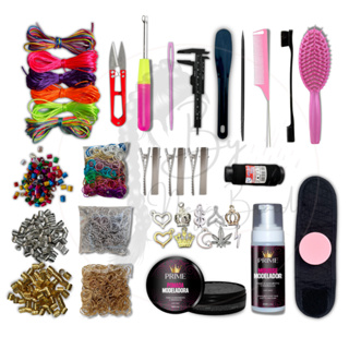 Kit Completo p/tranças 358 itens p/trancista. Aneis, Argola, Fio de Cetim, Pingentes, Pente kit trancista em Oferta na Shopee