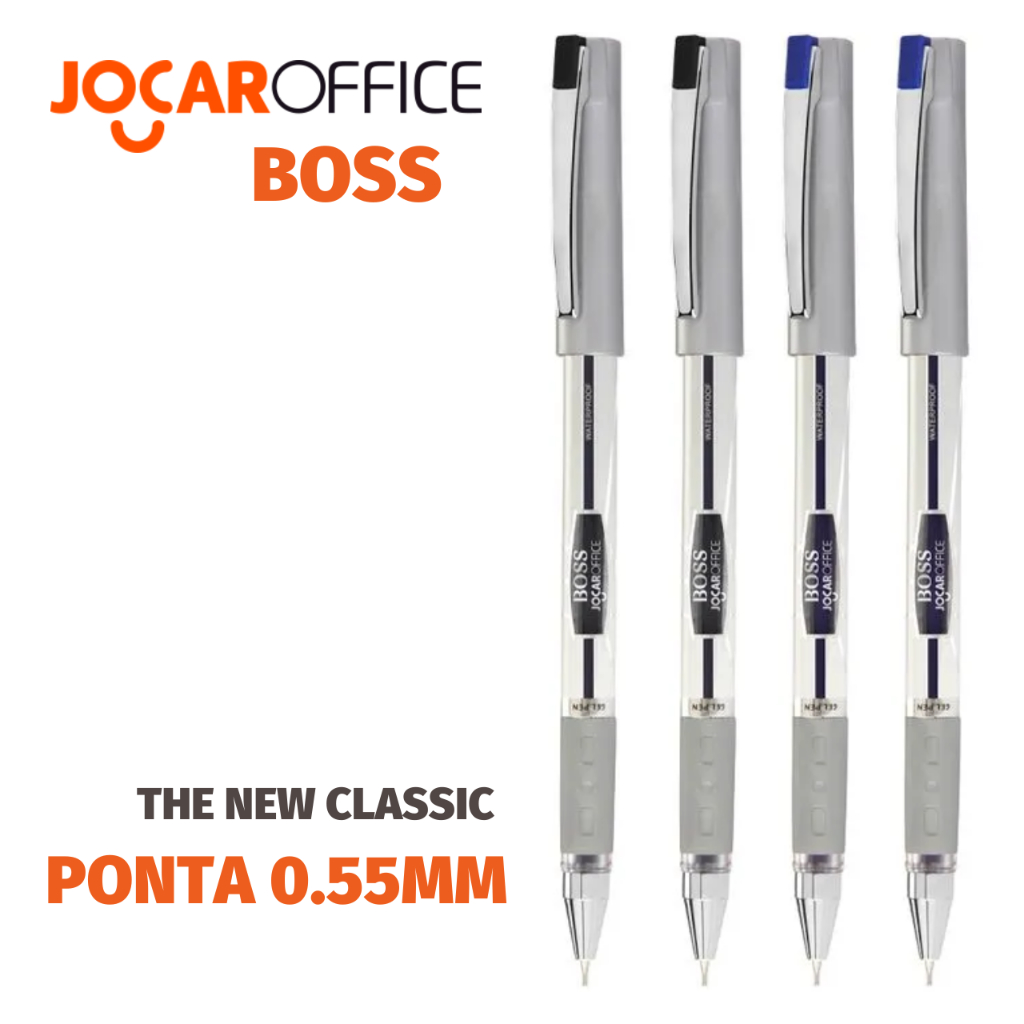 Caneta Gel Jocar Office Boss Ponta Fina 0.55mm - Azul e Preta - Executiva em Oferta na Shopee