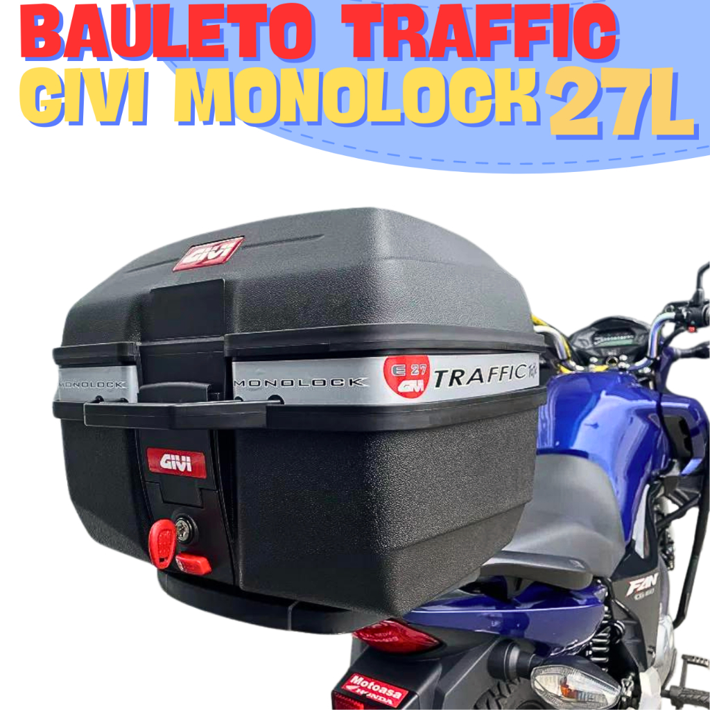 Baú Bauleto Moto 27 Litros GIVI E27m Monolock Traffic Preto