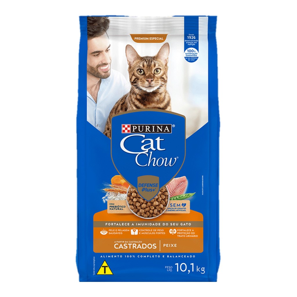 Ração Cat Chow Gatos Castrados - Sabor Peixe 10,1kg em Oferta na Shopee