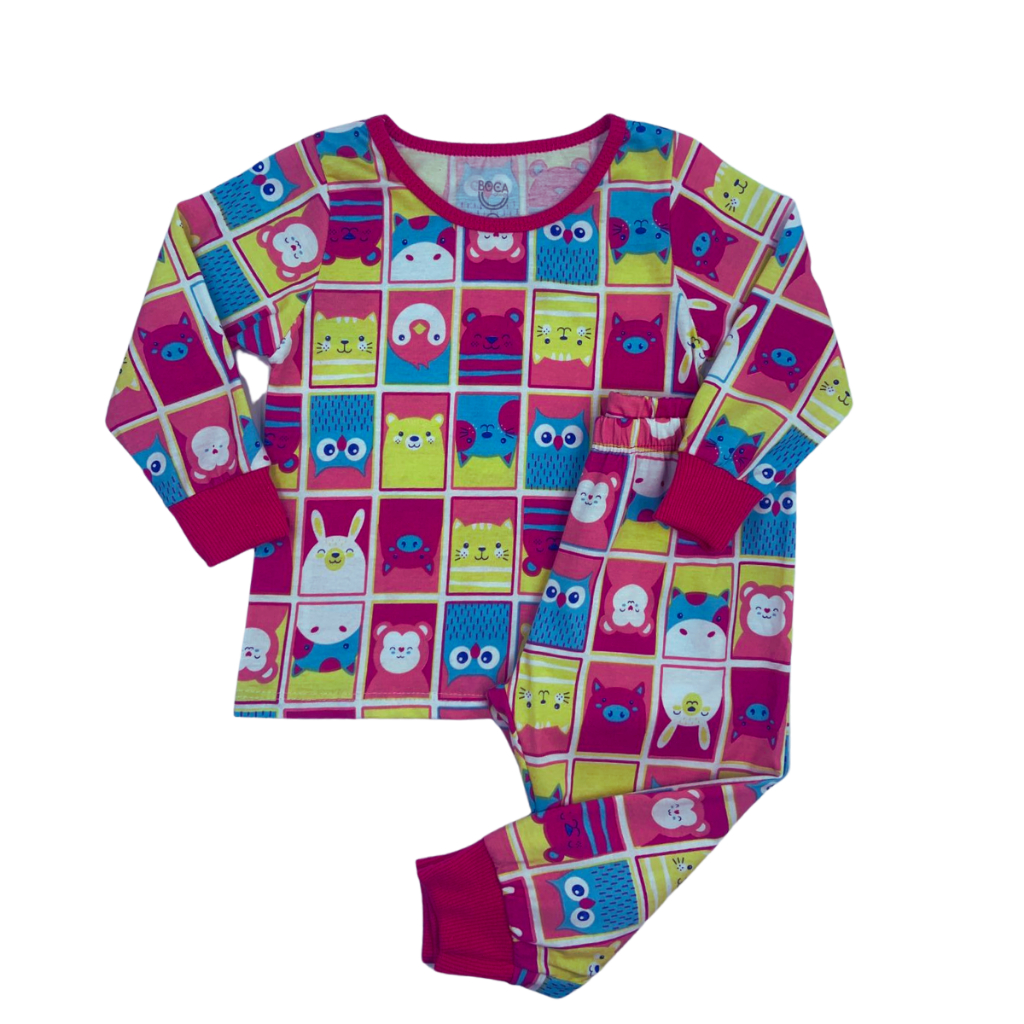 PIJAMA MENINA LONGO ESTAMPADO 42935 - 1 A 3 - BOCA GRANDE
