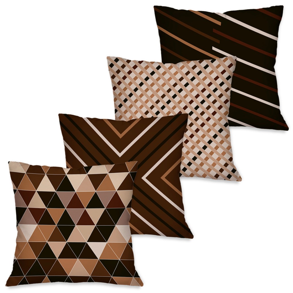Kit com 4 Capas para Almofadas Decorativas 45x45 Geométrico Linhas