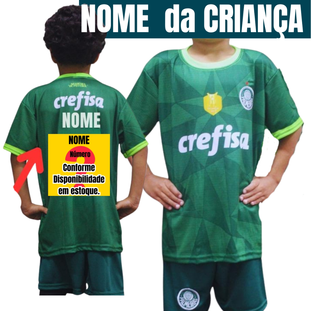 Conjunto Infantil Futebol Uniforme Personalizado de Times Nome da Criança Camiseta DIA DAS CRIANÇAS