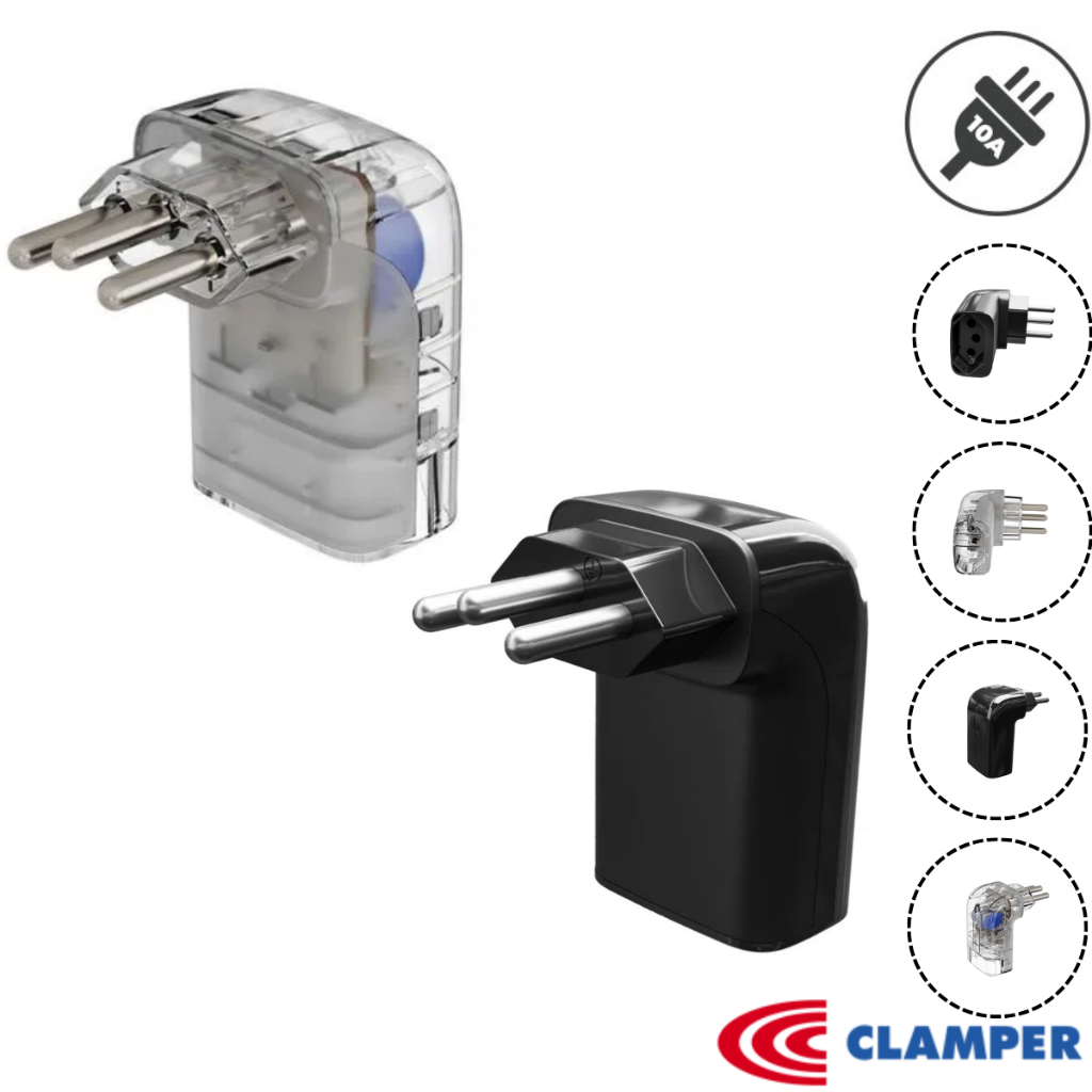 Proteção contra Surtos Elétricos e Raios DPS iClamper Pocket FIT 3 Pinos 10A - TRANSPARENTE e PRETO em Oferta na Shopee