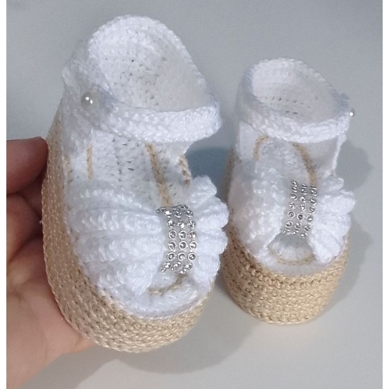 Sandália Plataforma em crochê para Bebê