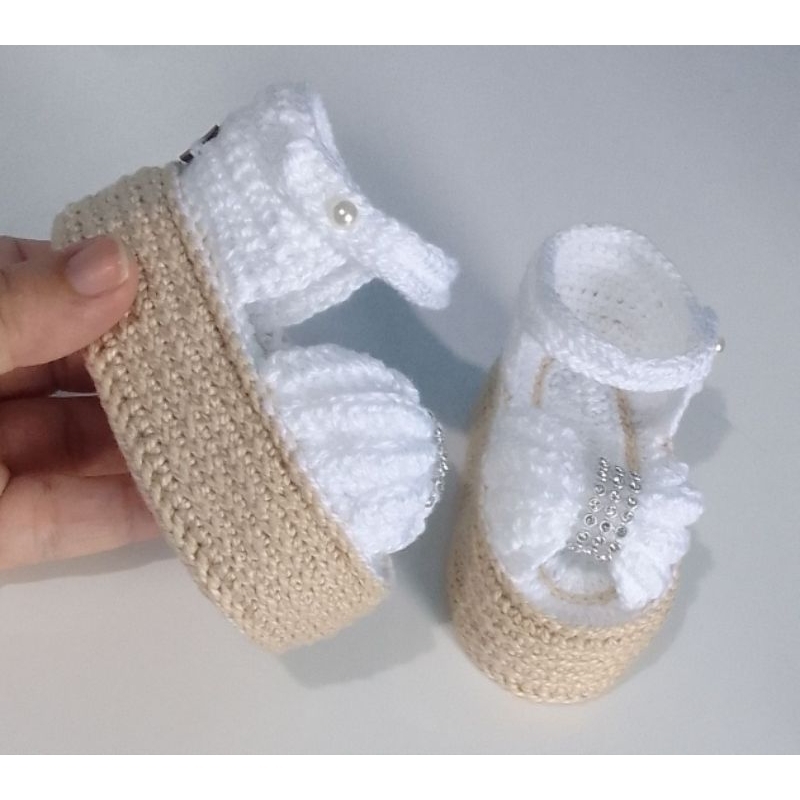 Sandália Plataforma em crochê para Bebê em Oferta na Shopee