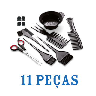 Kit Para Pintura de Cabelo 11 Peças Pincel Pentes Tesoura Pote Prendedores em Oferta na Shopee