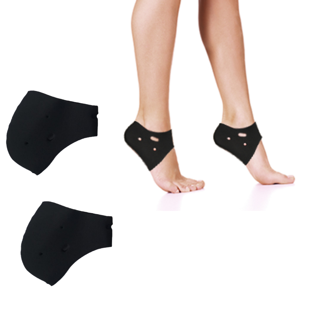 Meia Protetora Para Calcanhar Ortopédica Preta Para Dores Respiráveis