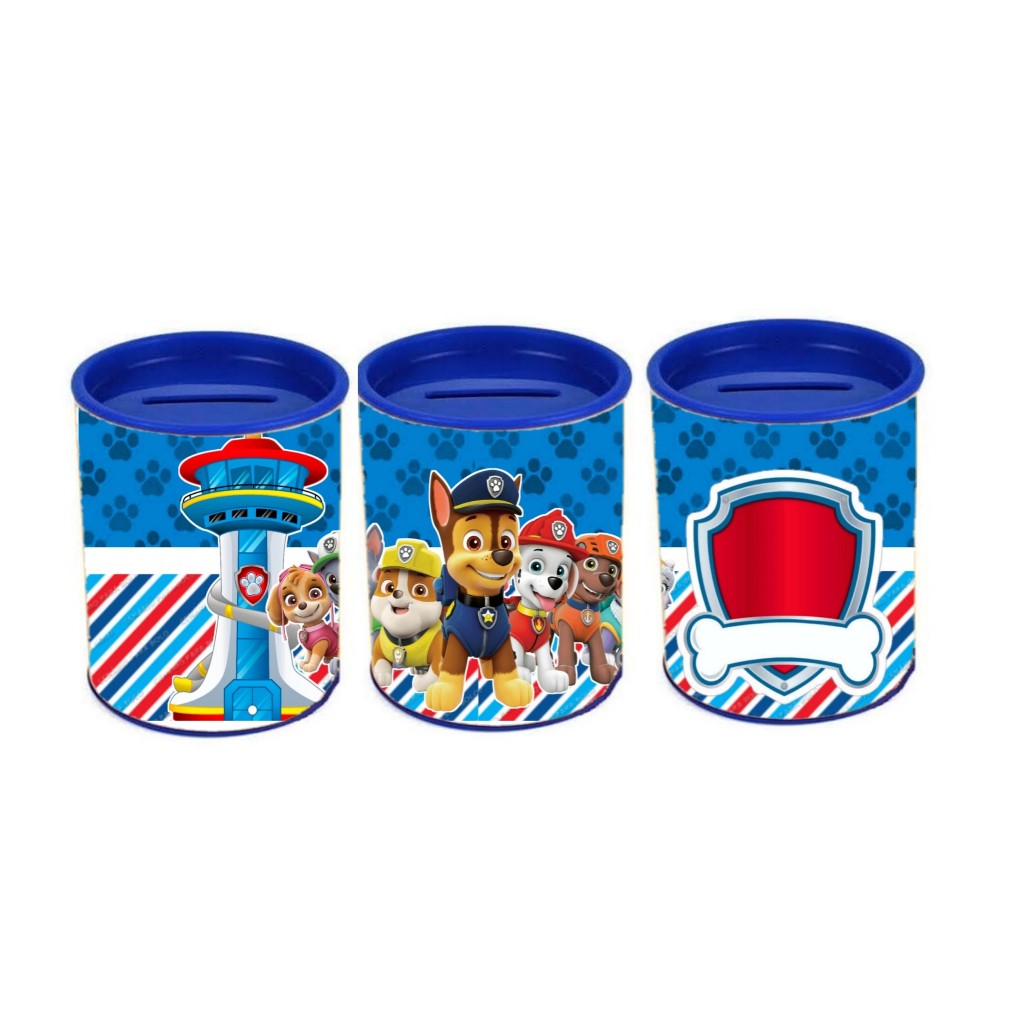 kit 10/20/30 cofrinhos personalizados tema patrulha canina menino, lembrancinha aniversário, patrulha canina azul