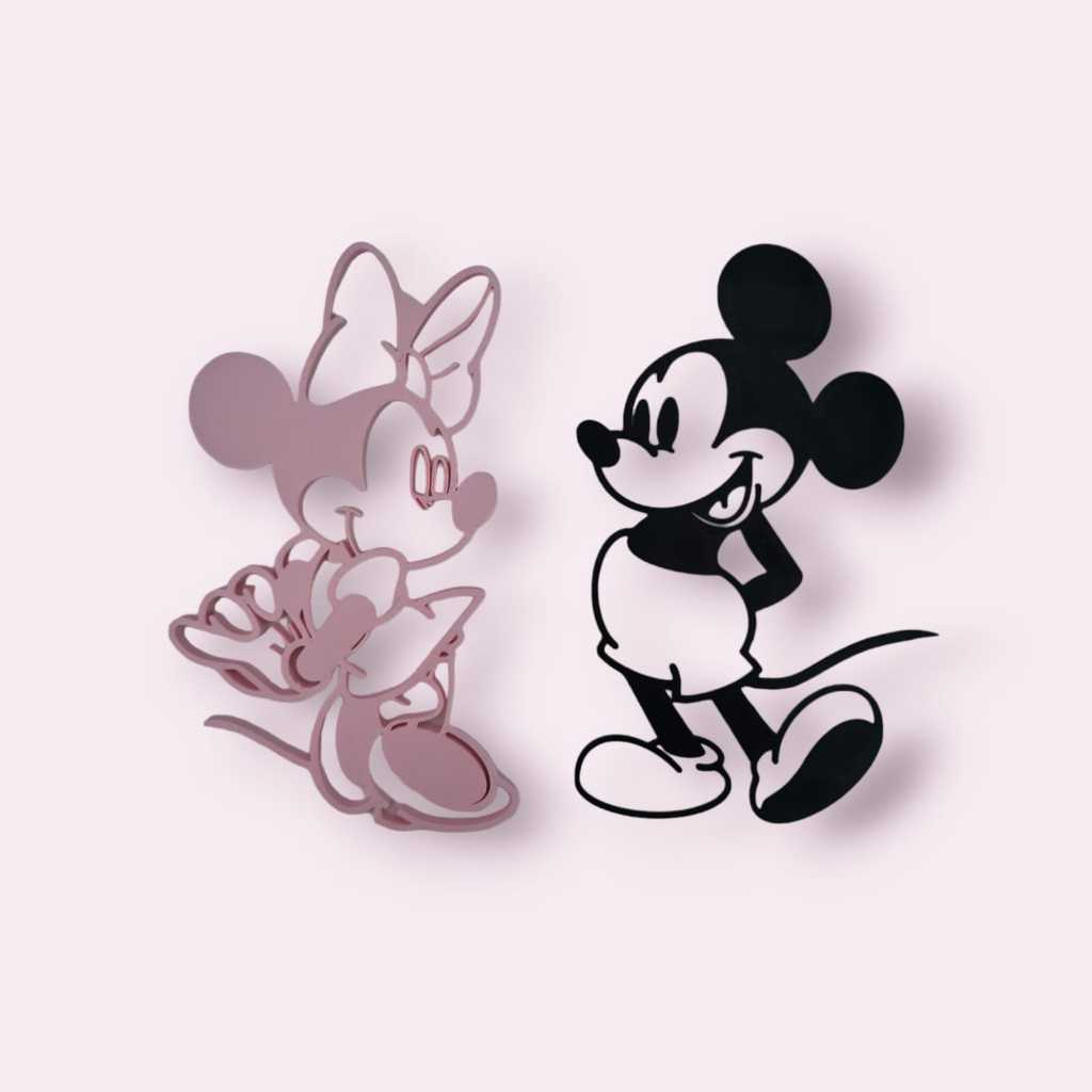 Kit 2 Quadrinhos Mickey e Minnie Vazados 3D Colecionável Decoração Geek Nerd