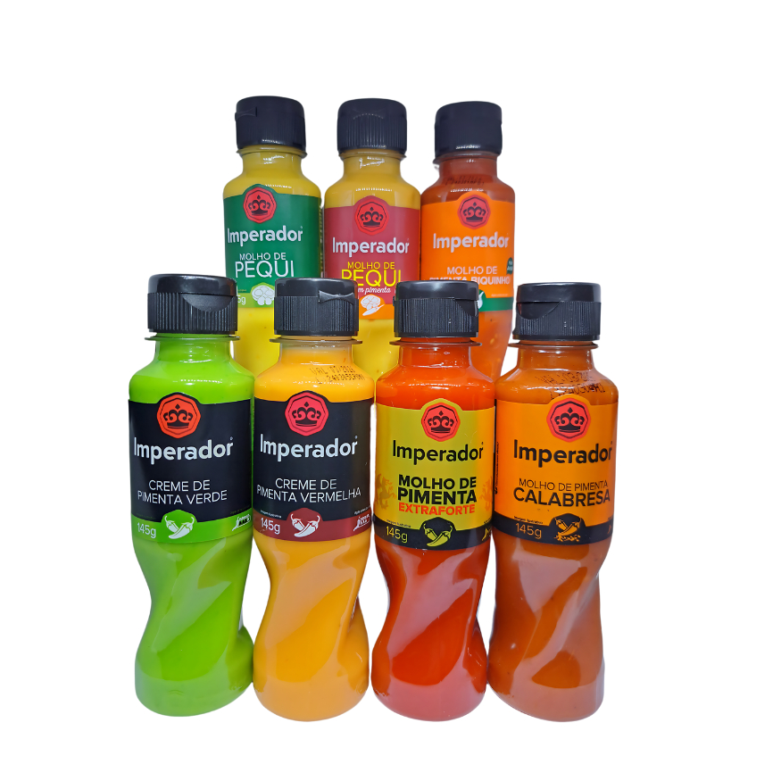 Kit de Molhos de Pimenta Imperador Com 7 unidades de 145ml em Oferta na Shopee