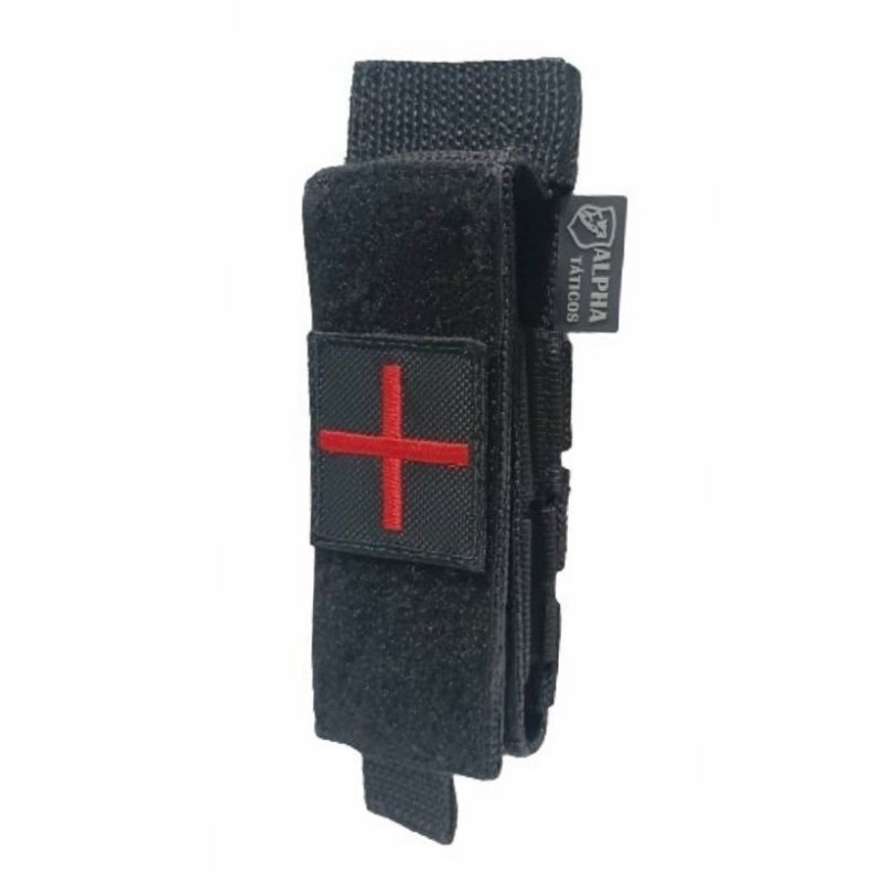 Porta Torniquete Preto Com Patch Bordado APH Para Uso Em Cinto Operacional ou Capa Colete Acessório Bombeiro Civil ou Militar
