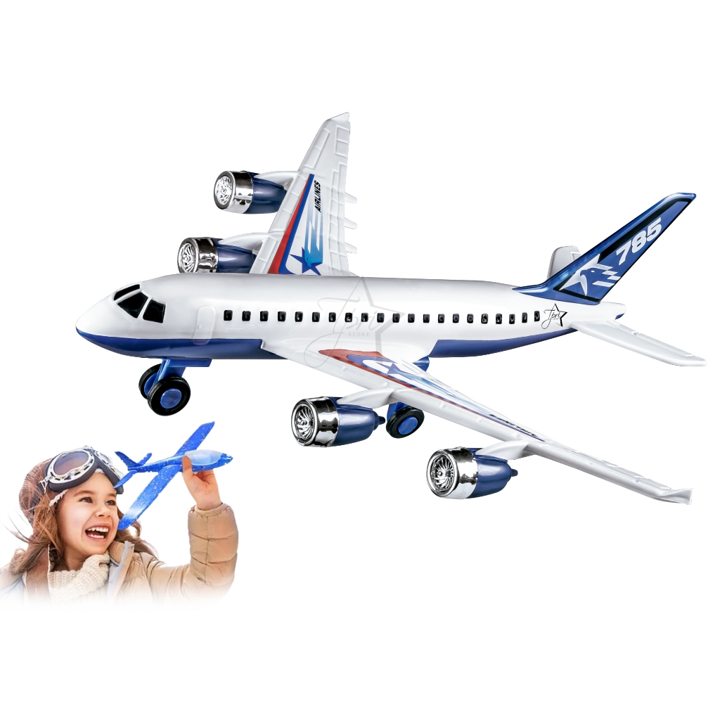 Avião Brinquedo Grande 36cm Infantil Aeronave Jato Airbus Aviãozinho Boeing Boing Jumbo Aero Buss
