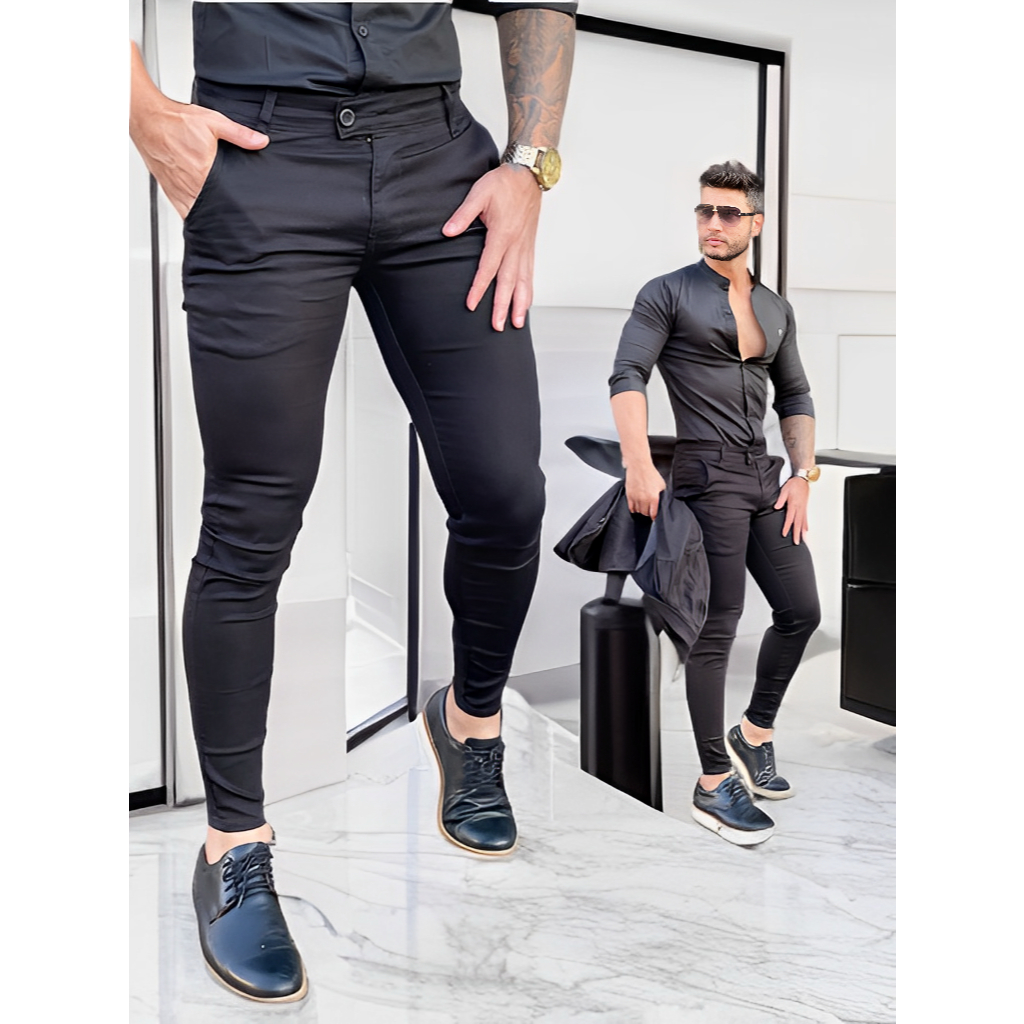 Calça Masculina Sport Fino acetinada cos italiano Alfaiataria Bolso Embutido Tecido Premium