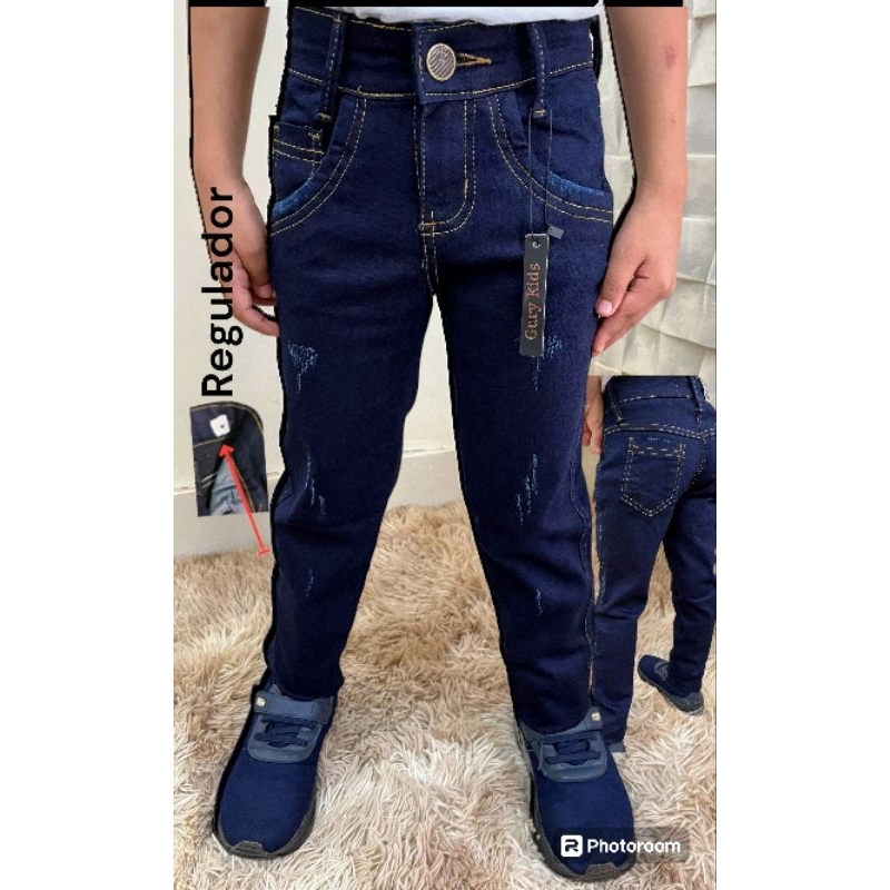 calça jeans infantil menino com regulador premium alta qualidade,