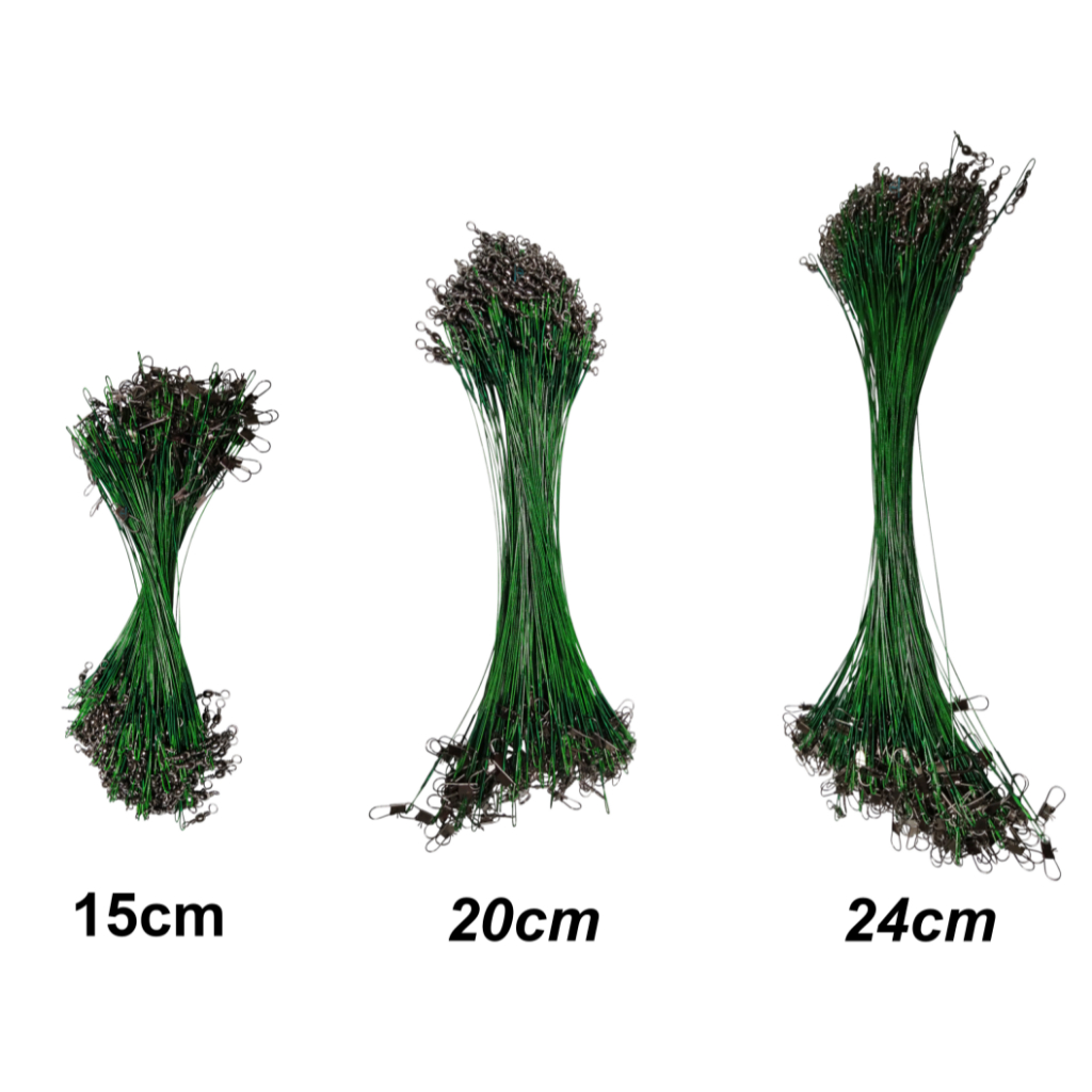Kit 10 Chicote Pesca Cabo de Aço Encastoador Castor  Com Snap e Girador