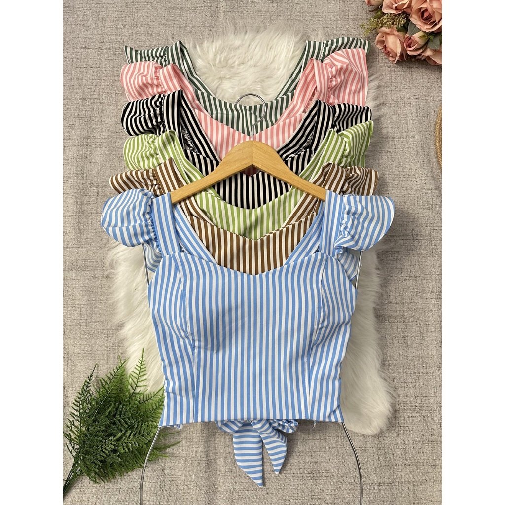 OLINKA cropped com bojo de listar e bolinha e estampada moda feminina 0906