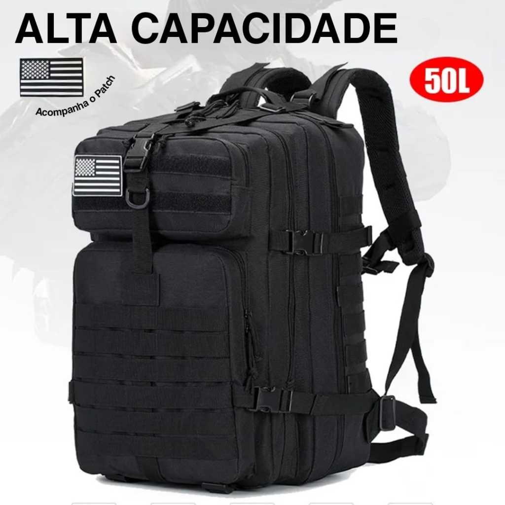 Mochila Camping 50 Litros tática Militar 50 Litros Resistente A Água Com Bandeira