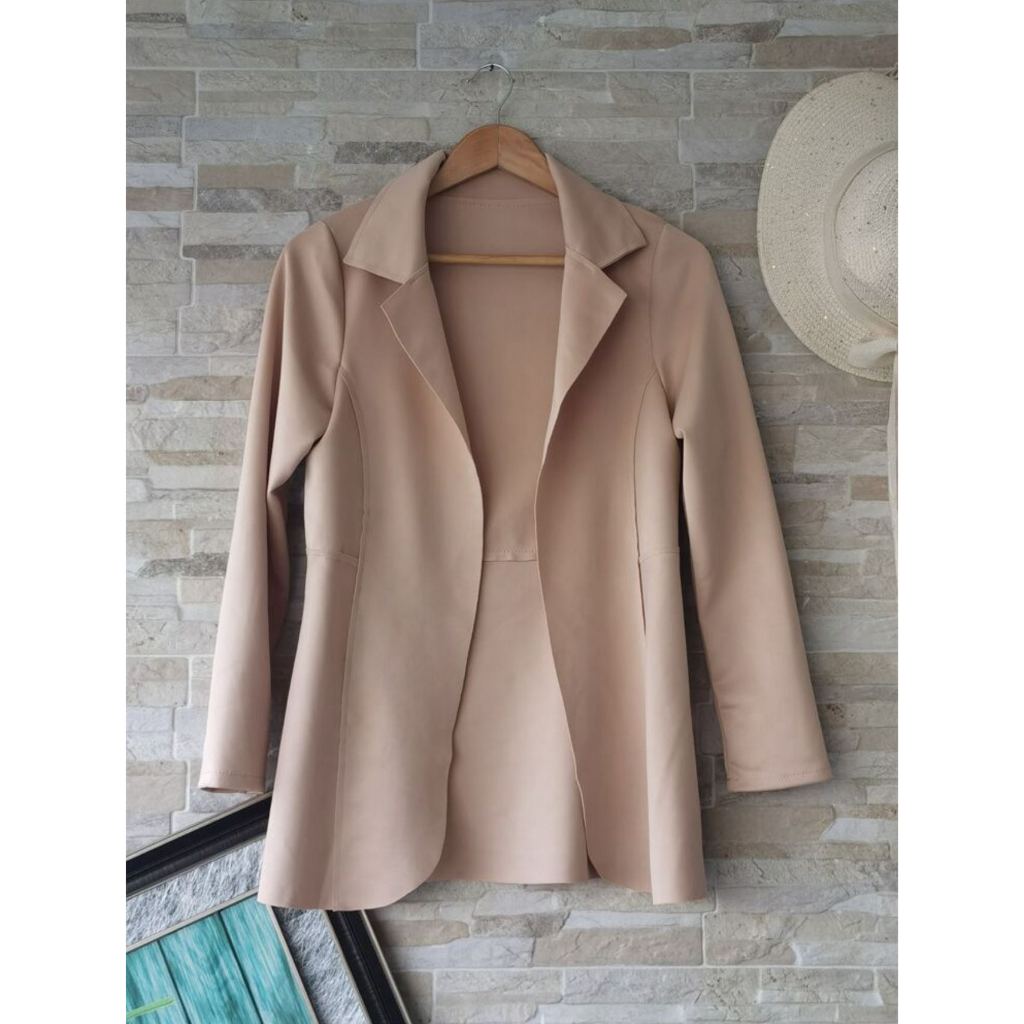 Max Blazer Casaco feminino Acinturado Sobretudo Longo Neoprene Moda