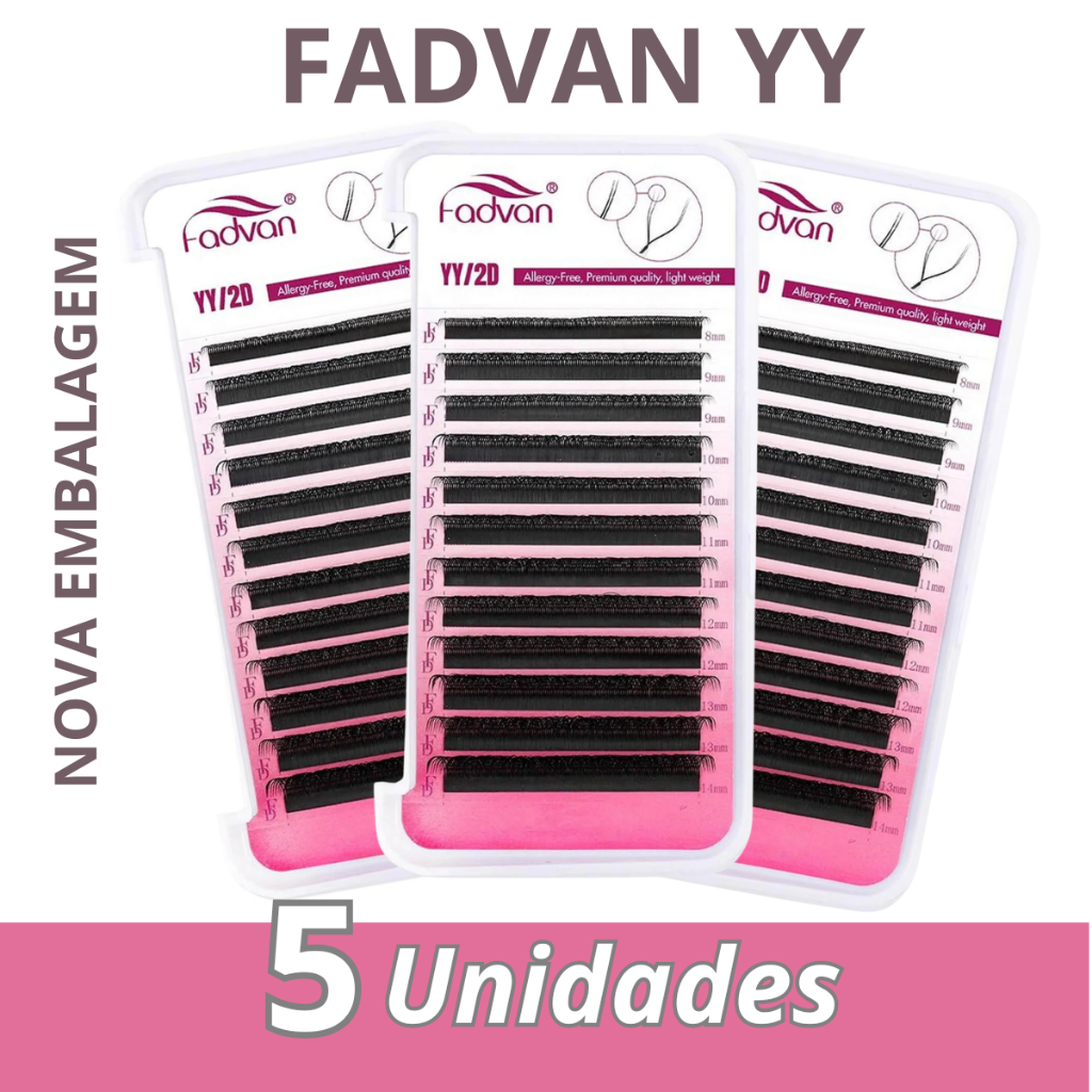 (Kit 5 caixas) Cílios Fadvan YY Volume Brasileiro Lash Lift Tufinho Fio a Fio  extensão de cilios