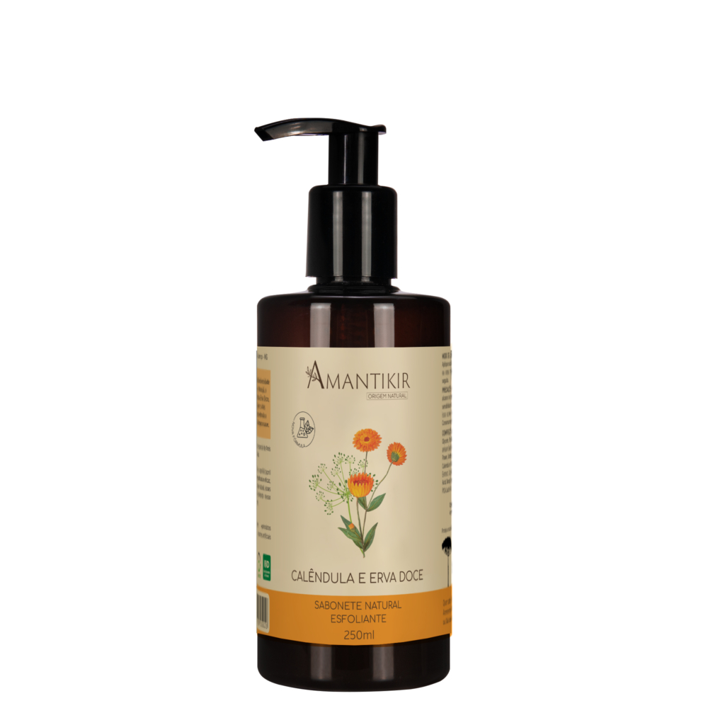 Sabonete Líquido Natural Esfoliante de Calêndula e Erva Doce – 250ml