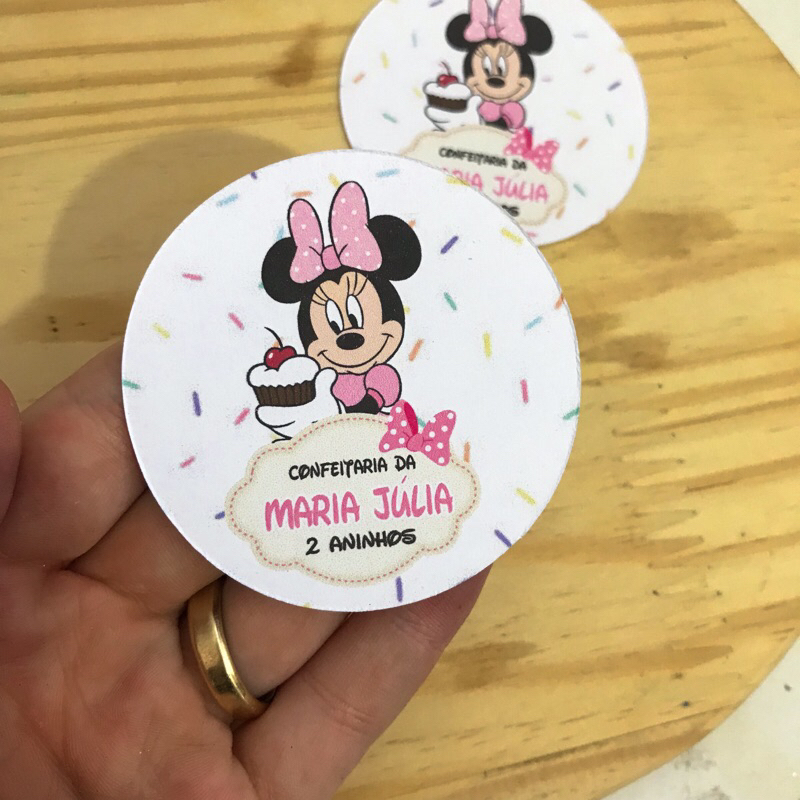 Tag aplique para esfera acrílica MINNIE CONFEITEIRA
