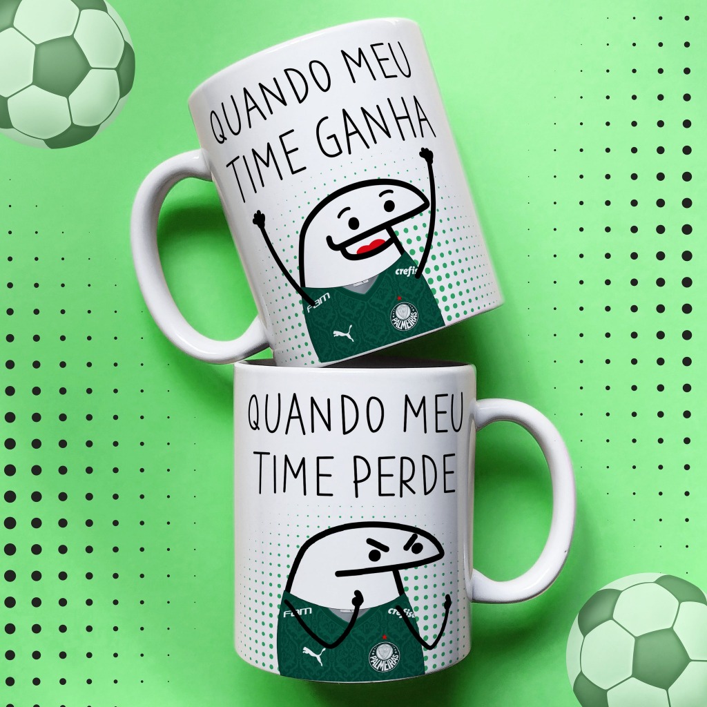 Caneca FLORK Torcedor Palmeiras Futebol Quando meu time ganha e Quando meu time perde