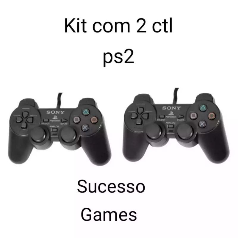 Controle PS2 kit com 2 peças controles PS2 Playstation 2 com fio preto fosco analógico em Oferta na Shopee