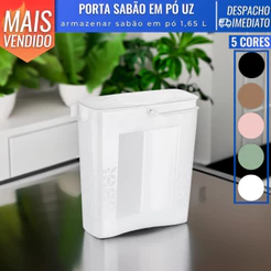 Porta Sabão em Pó de Plástico C/ Dosador Econômico 1,65 Litros