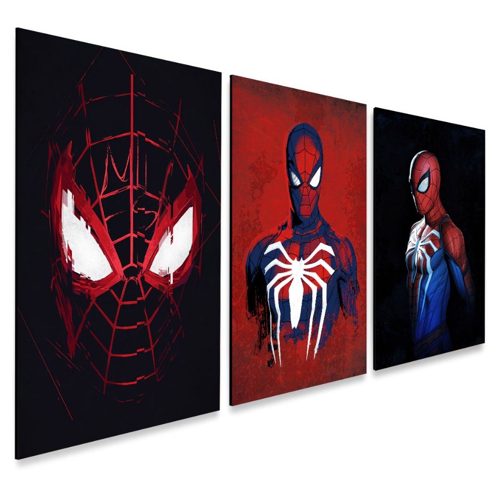 Kit 3 Quadros Decorativos Filme Homen Aranha Super-herói Universo Marvel Vingadores Arte geek em Oferta na Shopee