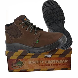 Bota Botina Segurança Nobuck Bico Pvc Café Marrom Ecosafety em Oferta na Shopee