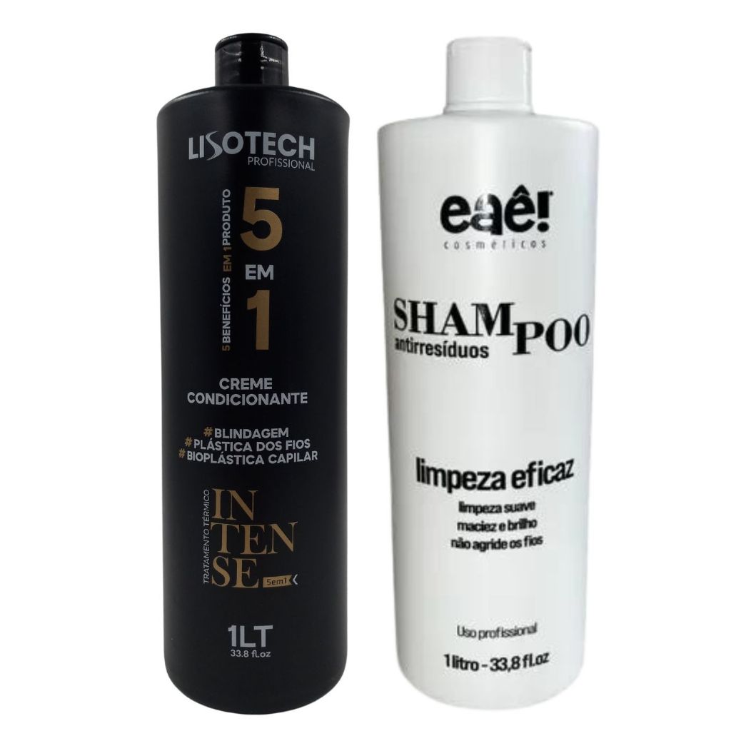 Kit Progressiva Liso Real Intenso Lisotech 5 Em 1 Anti Frizz 2x1l em Oferta na Shopee