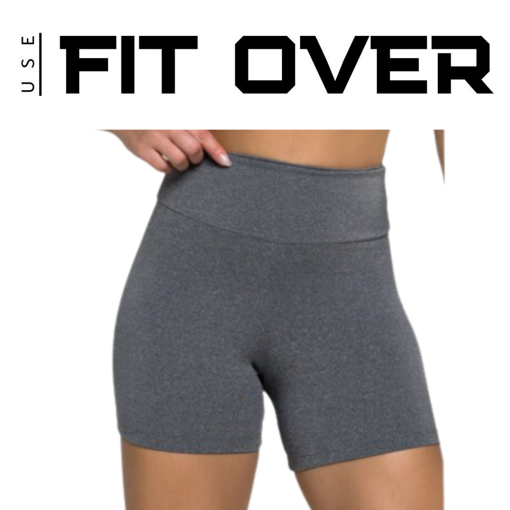 Short fitness feminino cós alto - meia coxa - bermuda - fitness suplex academia cross fit - fit over zero transparência