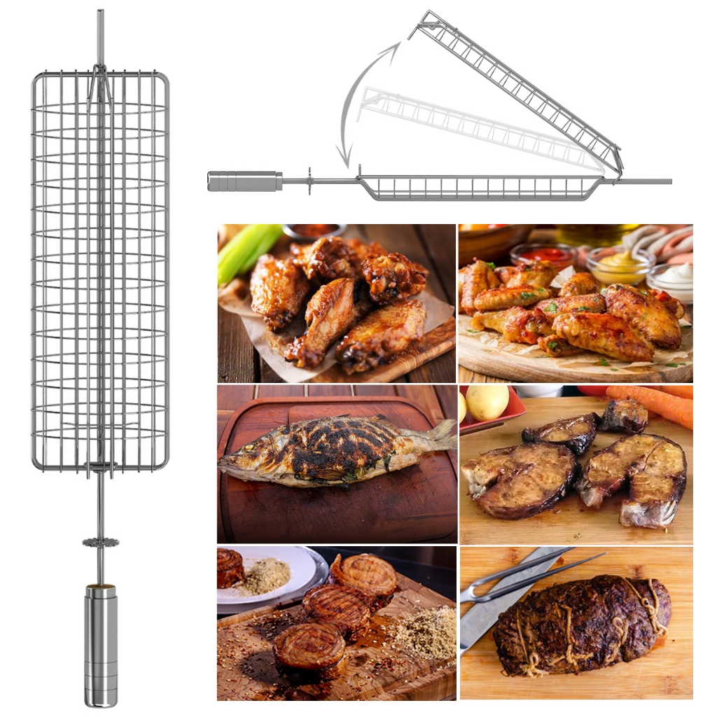 Espeto Grelha Giratória Abre / Fecha - Sevefort Grill - Ideal para Frango / Peixe etc