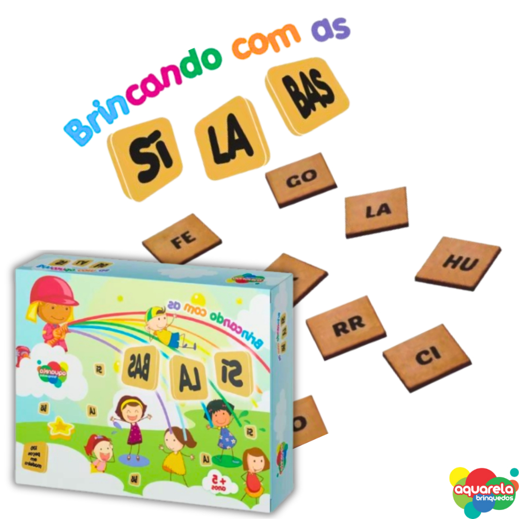 Jogo Brincando Com As Sílabas 130 Peças Em Madeira Mdf Aquarela Brinquedos