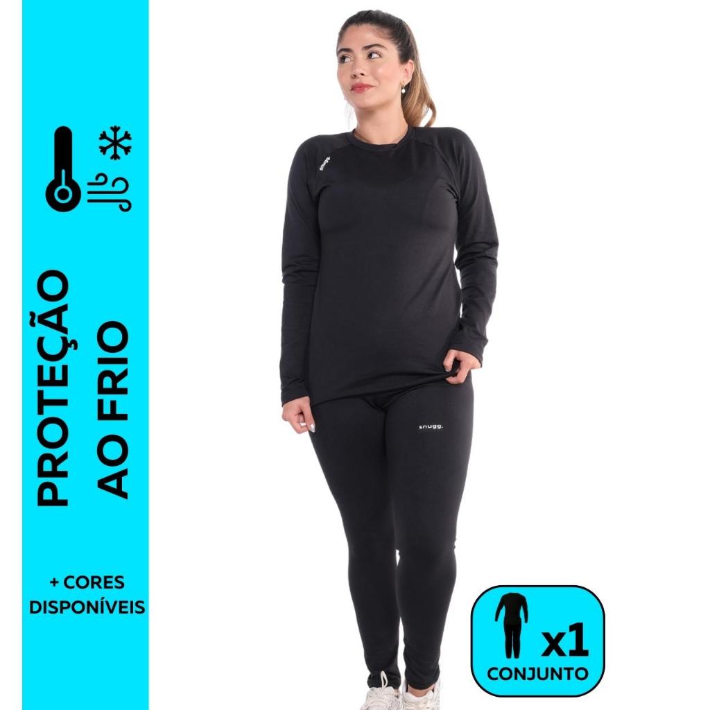Conjunto Térmico Snugg Wear Camiseta E Calça Segunda Pele Flanelada Proteção Frio Intenso Peluciada