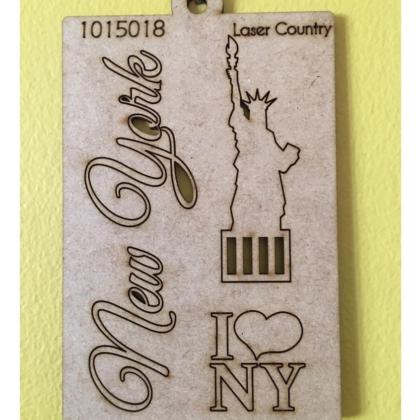 APLIQUE MDF - NEW YORK -  2 UNIDADES - PLACA COM 15 X 10 CM - 1015018 - APLIQUE DESTACÁVEL