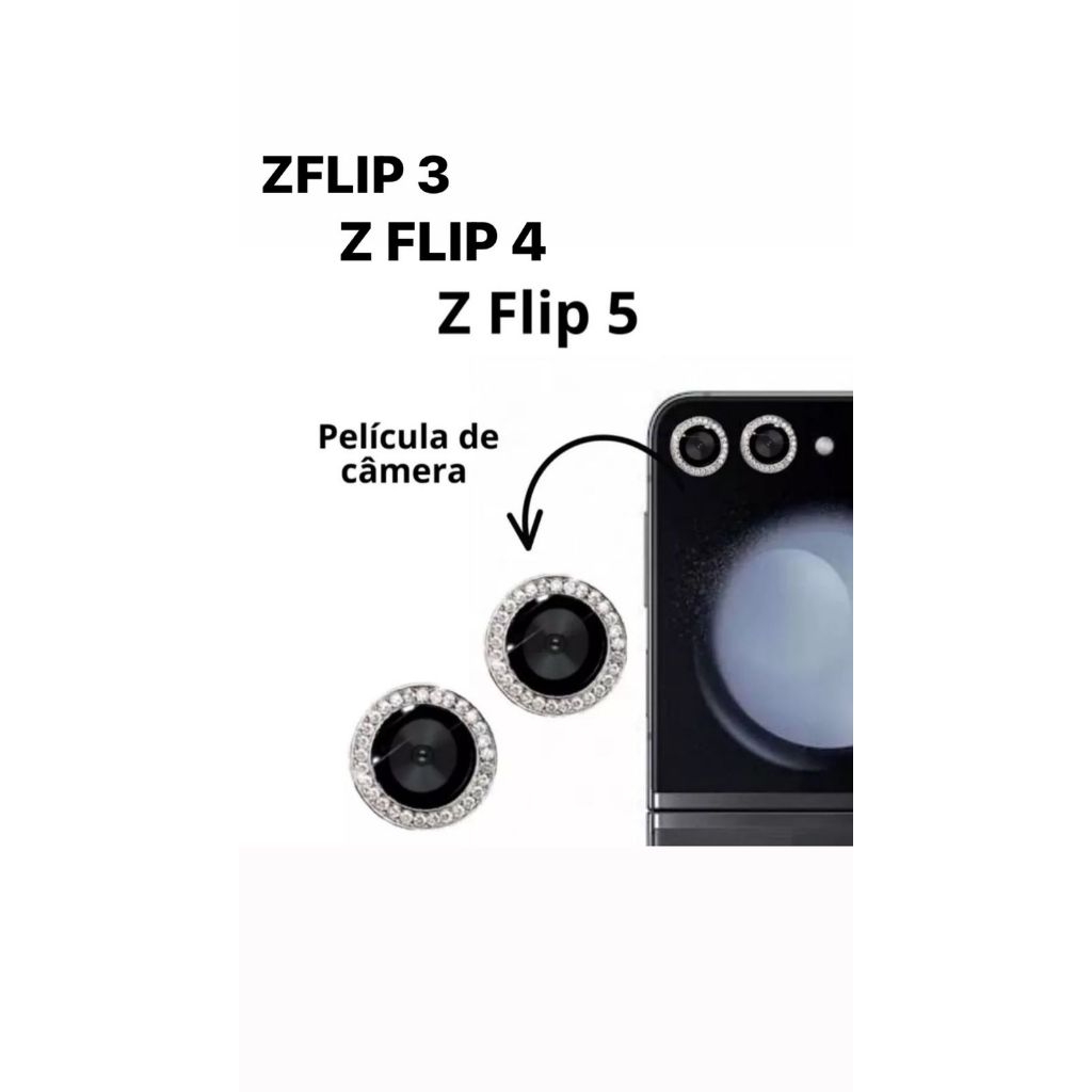 kit de Película de câmera a Diamante para Samsung protetor de câmera ZFLIP 3 / ZFLIP 4 / ZFLIP 5 / ZFLIP 6