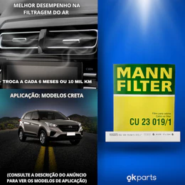 Filtro de Cabine para Hyundai Creta Mann-Filter CU 230191 Filtro de Ár Condicionado Automotivo