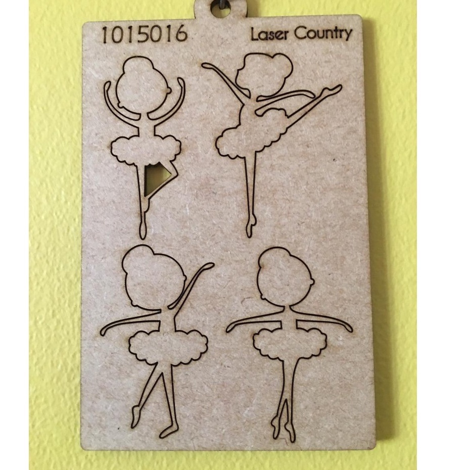 APLIQUE MDF - BAILARINA -  2 UNIDADES - PLACA COM 15 X 10 CM - 1015016 - APLIQUE DESTACÁVEL