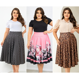 Saia Midi Godê Estampas Diversas Todos Tamanhos Moda Feminina em Oferta na Shopee