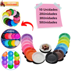 Prato Descartável Sobremesa 15 cm Várias Cores Para Festas e Aniversário