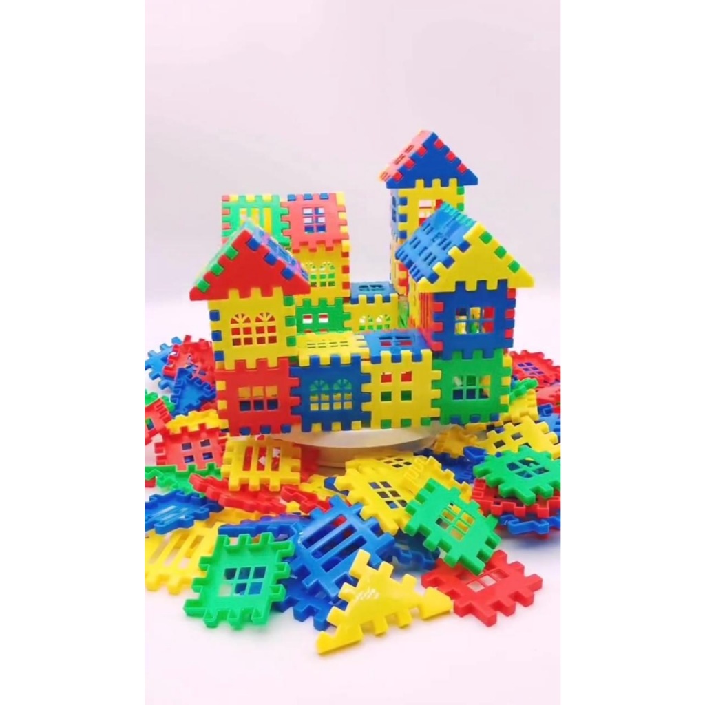 72 PEÇAS COLORIDAS DE MONTAR CASAS CASTELOS PREDIOS DIVERSAO GARANTIDA em Oferta na Shopee